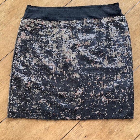 Zara Vintage Sequin Skirt Party/Cocktail Black/Silver Sequins, Size S - Picture 1 of 7